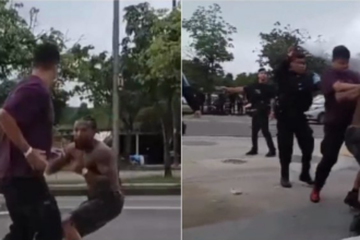 Nego do Borel se envolve em briga no meio da rua, recebe spray de pimenta na cara e vai parar na delegacia