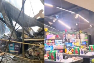 Teto de supermercado desaba em Barueri após forte chuva com granizo