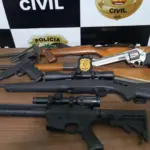 Polícia apreende de armas de fogo em residência de suspeito de violência doméstica