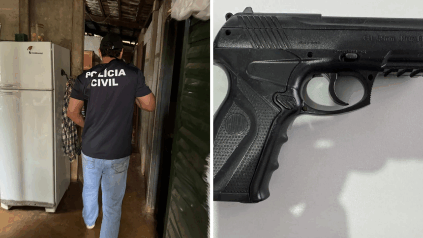 Simulacro de arma de fogo é apreendido com investigado por violência doméstica