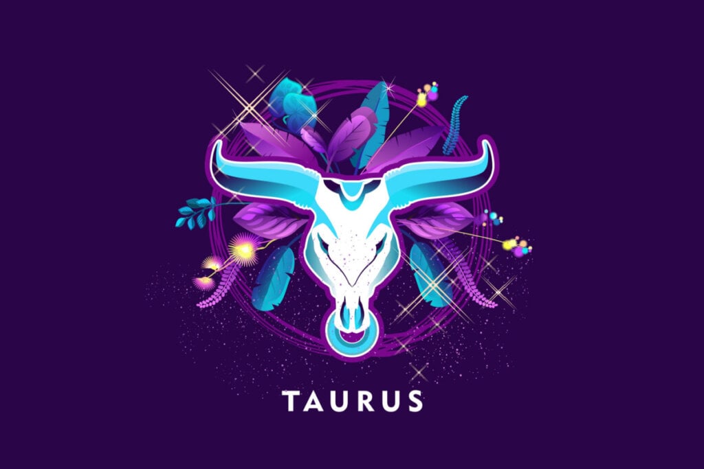 Símbolo do signo de Touro em um fundo roxo