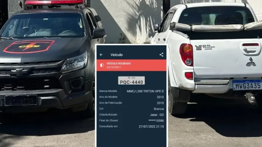 CPE de Goianésia recupera caminhonete clonada com restrição de furto e prende suspeito CPE de Goianésia recupera caminhonete clonada com restrição de furto e prende suspeito