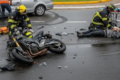 Acidente entre carro e moto deixa um ferido no Bairro Carrilho, em Goianésia