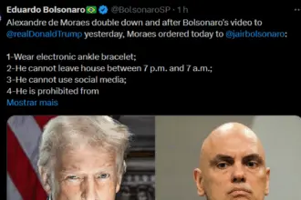 Eduardo Bolsonaro posta em inglês no X que Moraes dobra aposta contra o pai