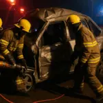 Urgente: Carro bate em poste durante a madrugada em Goianésia e deixa duas pessoas em estado grave