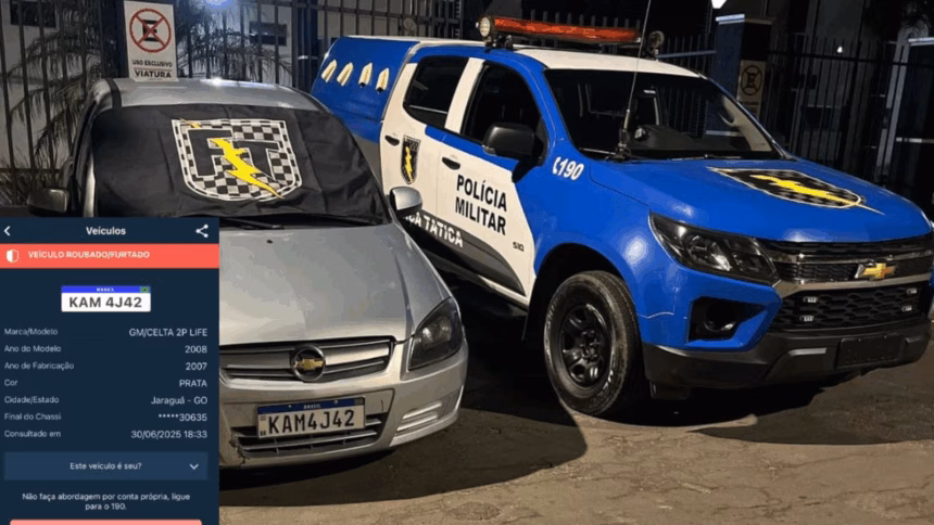 Veículo furtado em Jaraguá é recuperado em Artulândia pela polícia de Goianésia