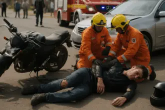 Motociclista fica gravemente ferido em acidente de trânsito no leste de Goianésia