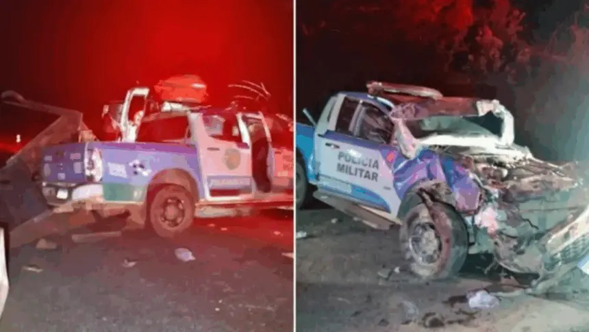 Viatura da PM capota na GO-338 e dois policiais ficam feridos Viatura da PM capota na GO-338 e dois policiais ficam feridos