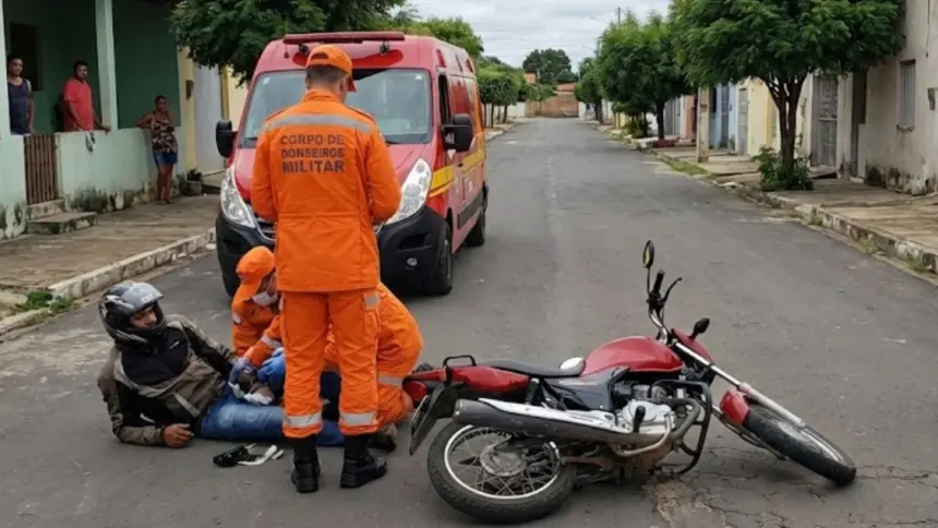 Motociclista fica ferido em acidente de trânsito no oeste de Goianésia