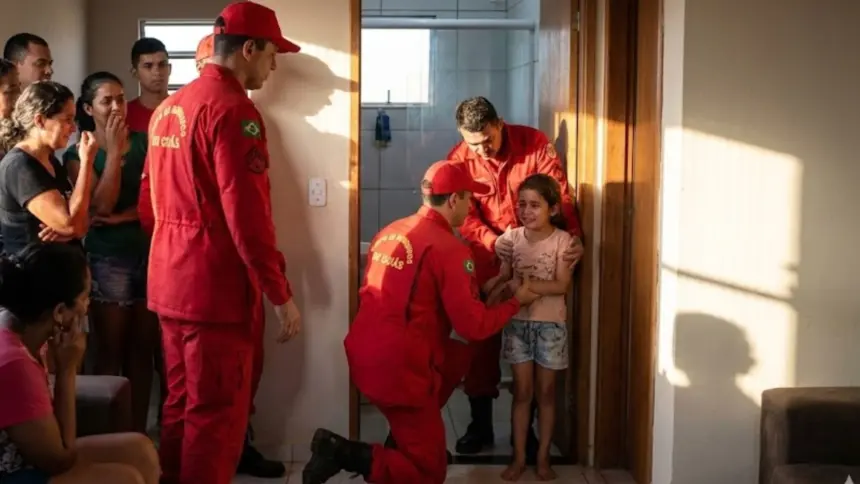 Criança de 7 anos fica presa em banheiro e é resgatada pelos bombeiros de Goianésia