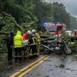 Queda de árvore na Avenida Mato Grosso provoca acidente e deixa adolescente ferido