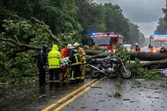 Queda de árvore na Avenida Mato Grosso provoca acidente e deixa adolescente ferido
