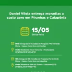 Daniel Vilela entrega moradias a custo zero em Piranhas e Caiapônia
